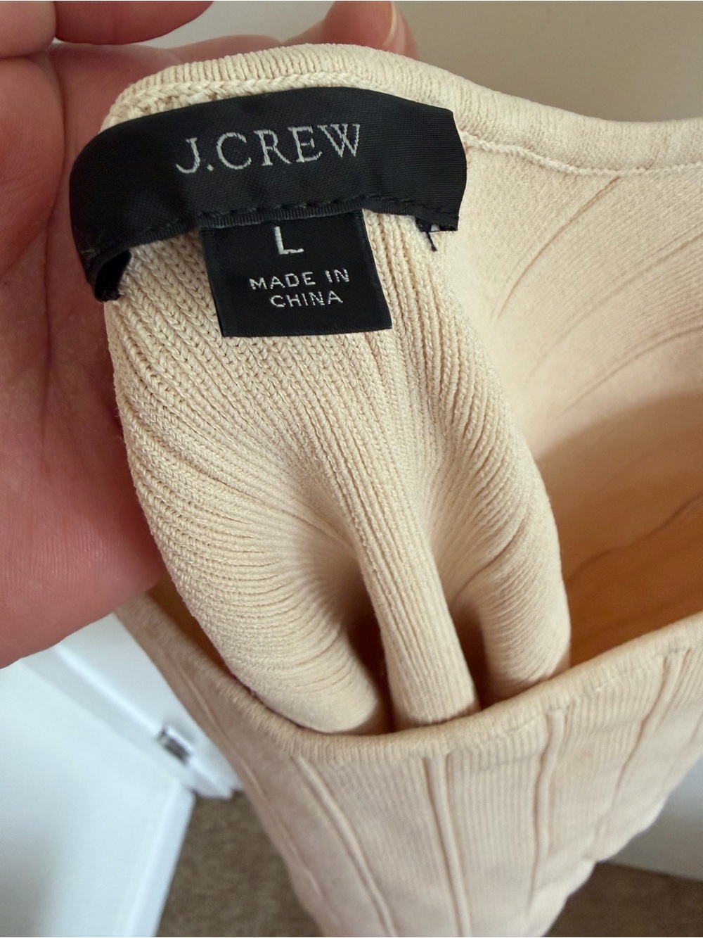 J. Crew Cream Ribbed Square-Neck Tank - Picture 2 of 3